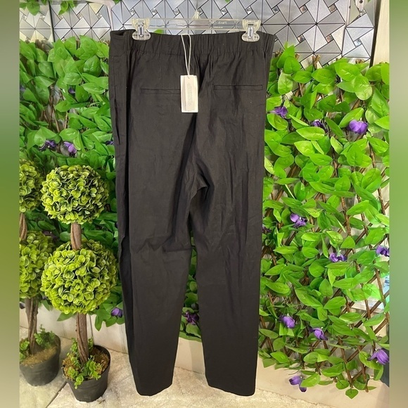 NWT Vince Women’s XL Pleated Front Straight Leg Linen Blend Black Pull On Pants - Picture 4 of 16